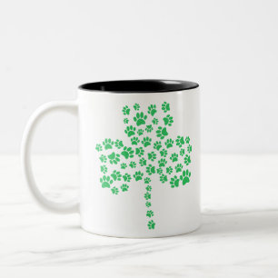 Dog Paw Print Shamrock Tweekleurige Koffiemok