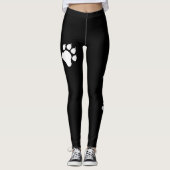 Dog Paw print Silhouettes in zwart-wit Leggings (Voorkant)