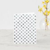 Dog Paw Print Silver Grey White Metallic Faux Foil Kaart (Gele Bloem)