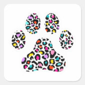 Dog Paw Print Sticker – Kleurrijk Leopard Design (Voorkant)