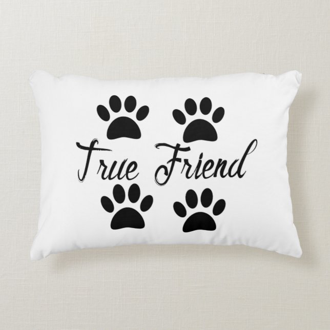 Dog Paw Print True Friends Text Accent Kussen (Voorkant)