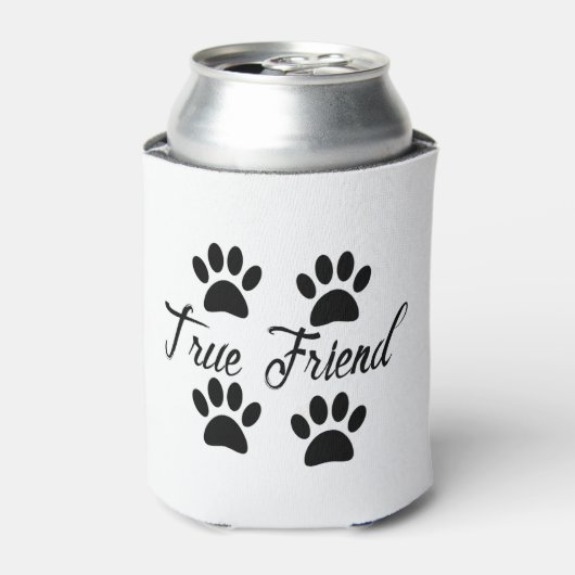 Dog Paw Print True Friends Text Blikjeskoeler (Blikje Voorkant)