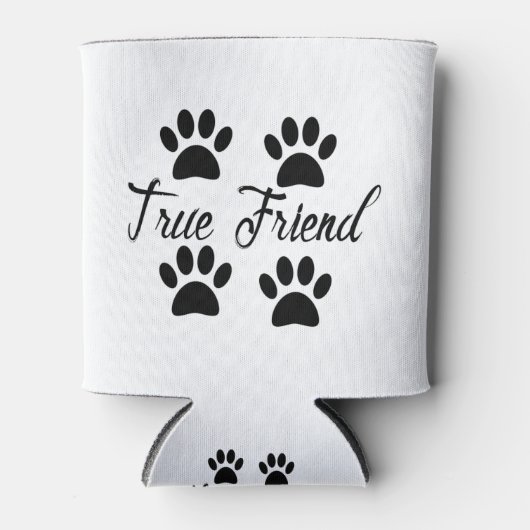 Dog Paw Print True Friends Text Blikjeskoeler (Voorkant)
