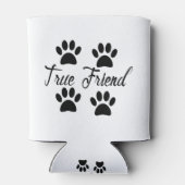 Dog Paw Print True Friends Text Blikjeskoeler (Achterkant)