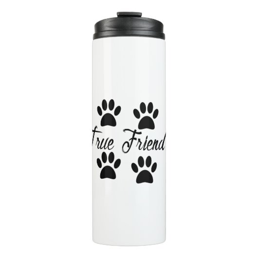 Dog Paw Print True Friends Text Thermosbeker (Voorkant)