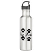 Dog Paw Print True Friends Text Waterfles (Voorkant)