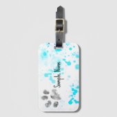 Dog Paw print turquoise waterverf ontwerp Bagagelabel (Voorkant (verticaal))