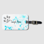 Dog Paw print turquoise waterverf ontwerp Bagagelabel (Voorkant (horizontaal))