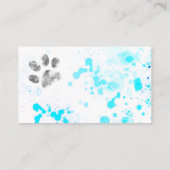 Dog Paw print turquoise waterverf ontwerp Visitekaartje (Achterkant)