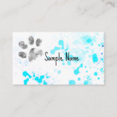 Dog Paw print turquoise waterverf ontwerp Visitekaartje (Voorkant)