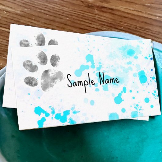 Dog Paw print turquoise waterverf ontwerp Visitekaartje