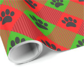 Dog Paw Print Vierkant Patroon Aangepast Cadeaupapier (Rol Hoek)