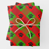 Dog Paw Print Vierkant Patroon Aangepast Inpakpapier Vel (In situ)