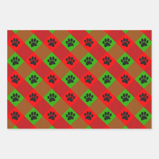 Dog Paw Print Vierkant Patroon Aangepast Inpakpapier Vel (Voorkant)