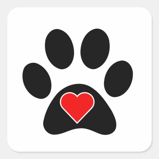 Dog Paw Print Vierkante Sticker (Voorkant)