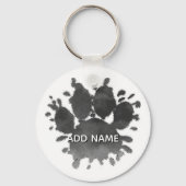 Dog Paw Print Watercolor Canine Paw Custom Name Sleutelhanger (Achterkant)