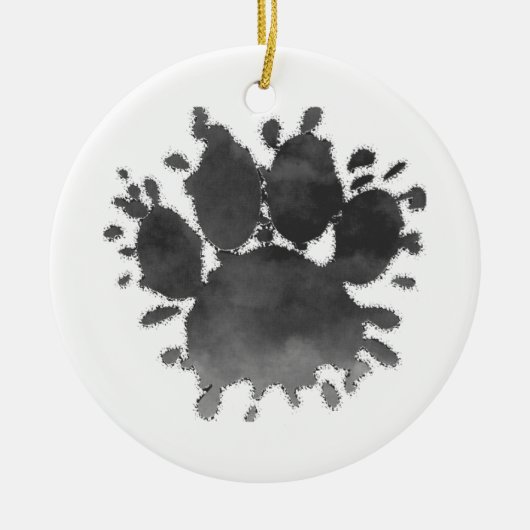 Dog Paw Print Watercolor Canine Paw Keramisch Ornament (Voorkant)