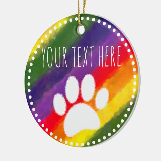 Dog Paw Print Waterverf Aangepaste tekst Keramisch Ornament (Links)