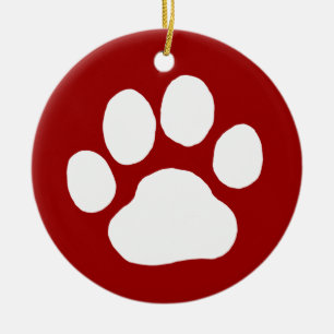 Dog Paw Print   White-kerstfeestdag Keramisch Ornament