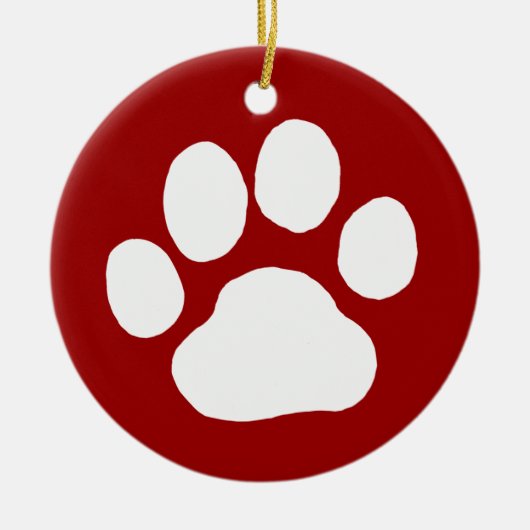 Dog Paw Print | White-kerstfeestdag Keramisch Ornament (Voorkant)