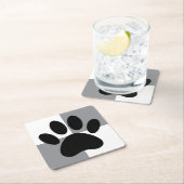 Dog Paw Print Wit en Grijs Custom Kartonnen Onderzetters (Insitu)
