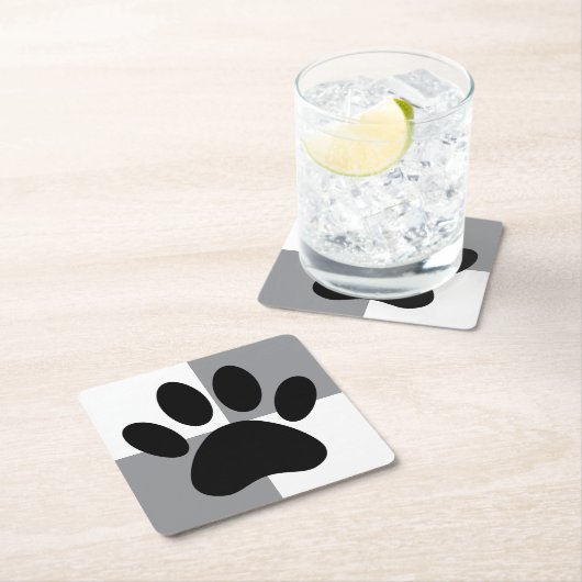 Dog Paw Print Wit en Grijs Custom Kartonnen Onderzetters (Insitu)