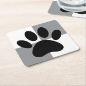 Dog Paw Print Wit en Grijs Custom Kartonnen Onderzetters (Schuin)