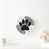 Dog Paw Print Wit en Grijs Custom Ronde Klok (Huis)