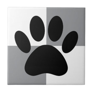Dog Paw Print Wit en Grijs Custom Tegeltje