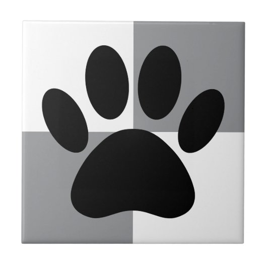 Dog Paw Print Wit en Grijs Custom Tegeltje (Voorkant)