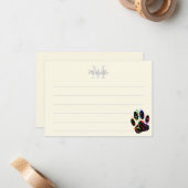Dog Paw Print With Confetti And Streamer Cream Notitiekaartje (Voorkant / Achterkant in situ)