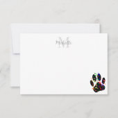 Dog Paw Print With Confetti And Streamer Monogram Notitiekaartje (Voorkant)