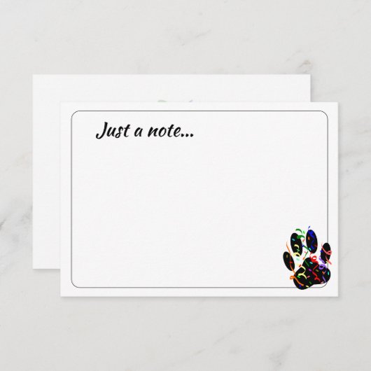 Dog Paw Print With Confetti Streamer Just a Note Notitiekaartje (Voorkant / Achterkant)