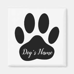 Dog Paw Print With Custom Name Ceramic Tile Magneet