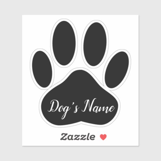 Dog Paw Print With Custom Name Personalized Sticker (Vel)