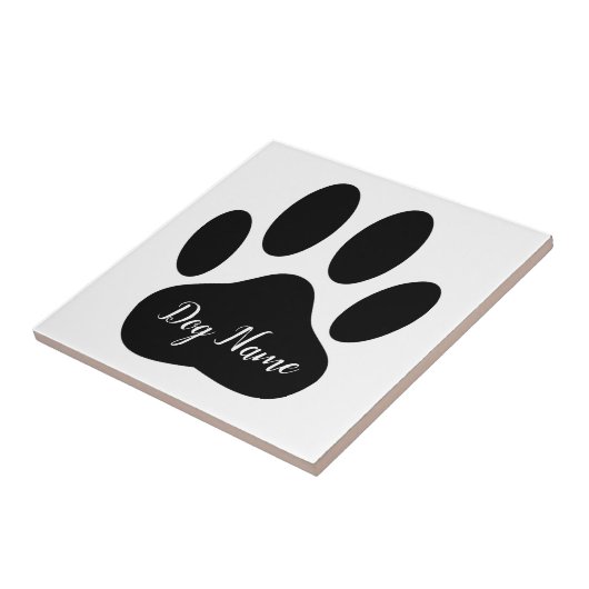 Dog Paw Print With Custom Name Tegeltje (Zijkant)