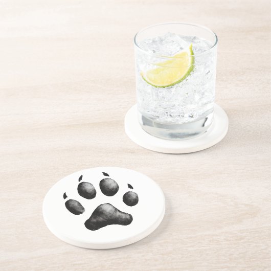 Dog Paw Print Zandsteen Onderzetter (Zijkant)