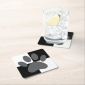 Dog Paw Print Zwart-wit Custom Kartonnen Onderzetters (Insitu)