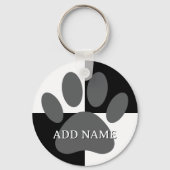 Dog Paw Print Zwart-wit Custom Sleutelhanger (Voorkant)