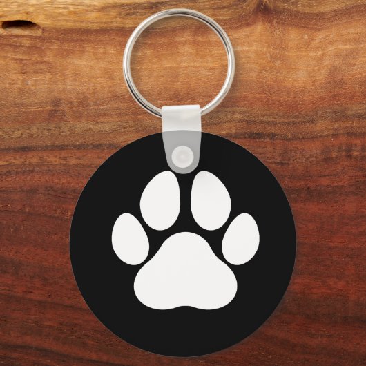 Dog Paw Print Zwart-wit Sleutelhanger (Achterkant)
