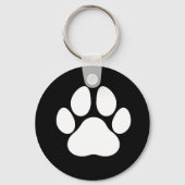 Dog Paw Print Zwart-wit Sleutelhanger (Achterkant)