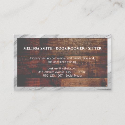 Dog Paw-printers | Hout | Marmer Visitekaartje (Achterkant)
