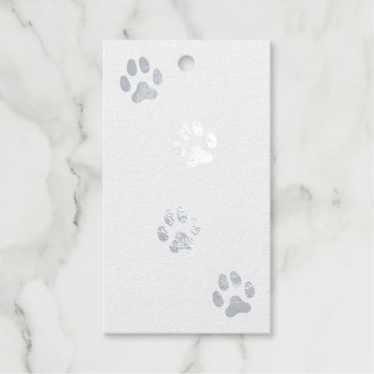 Dog Paw Printert Pet Friendly Custom Silver Cadeaulabels (Voorkant)