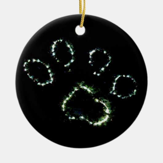 Dog Paw-printkerstboomversiering Keramisch Ornament (Voorkant)