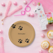Dog Paw Prints (achtergrond wijzigen) Papieren Bordje (Feest)