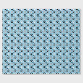 Dog Paw Prints and Bones Pattern Blue Cadeaupapier (Vlak)