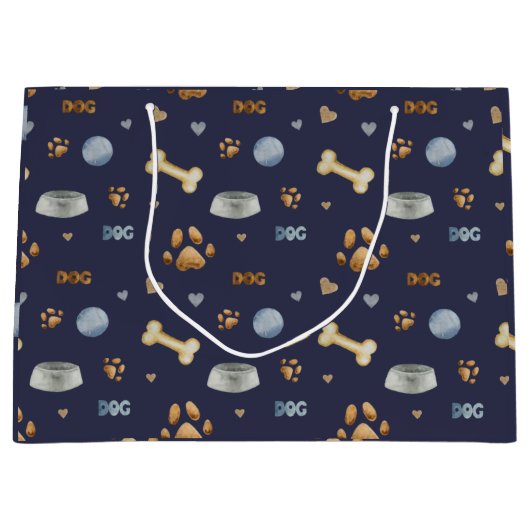 Dog Paw Prints and Botten Cute Groot Cadeauzakje (Voorkant)