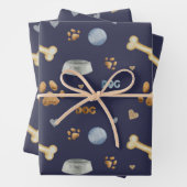 Dog Paw Prints and Botten Cute Inpakpapier Vel (In situ)