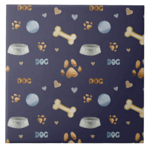 Dog Paw Prints and Botten Cute Tegeltje