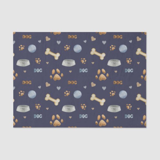 Dog Paw Prints and Botten Cute Tissuepapier (Voorkant)